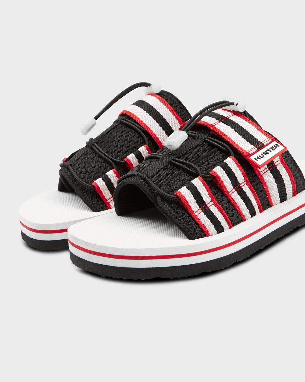 Mens Hunter Original Beach - Slides Black/White/Red - 8719-RDZCU